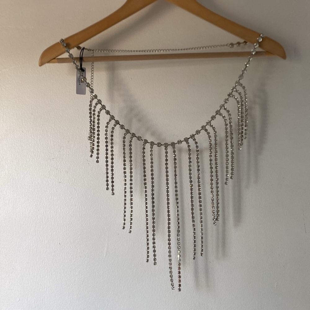NWT Golden 4 M Rhinestone Fringe Metal Chain Belt - Picture 2 of 10